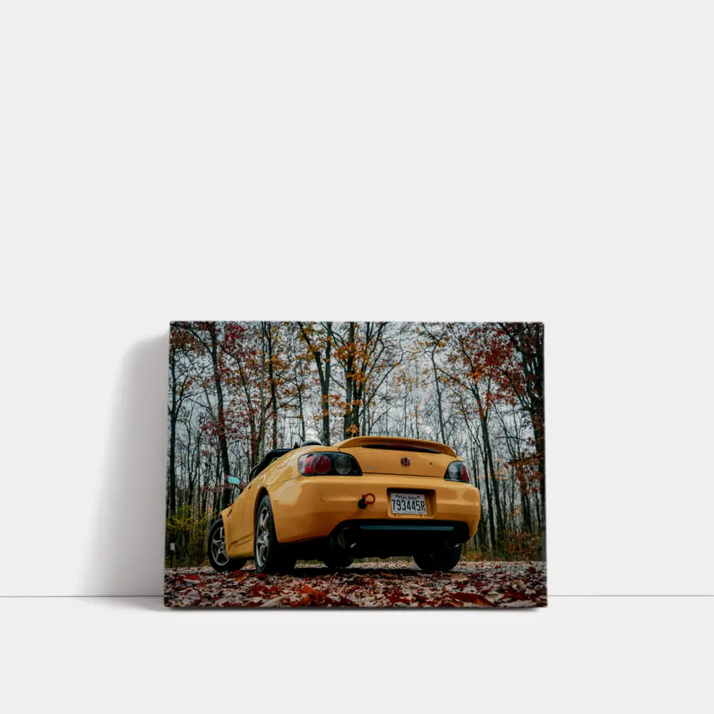 Honda S2000 Yellow Sports Car Autumn Forest – Wall Art