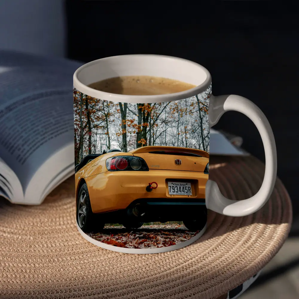 Honda S2000 Yellow Sports Car Autumn Forest – Mugs