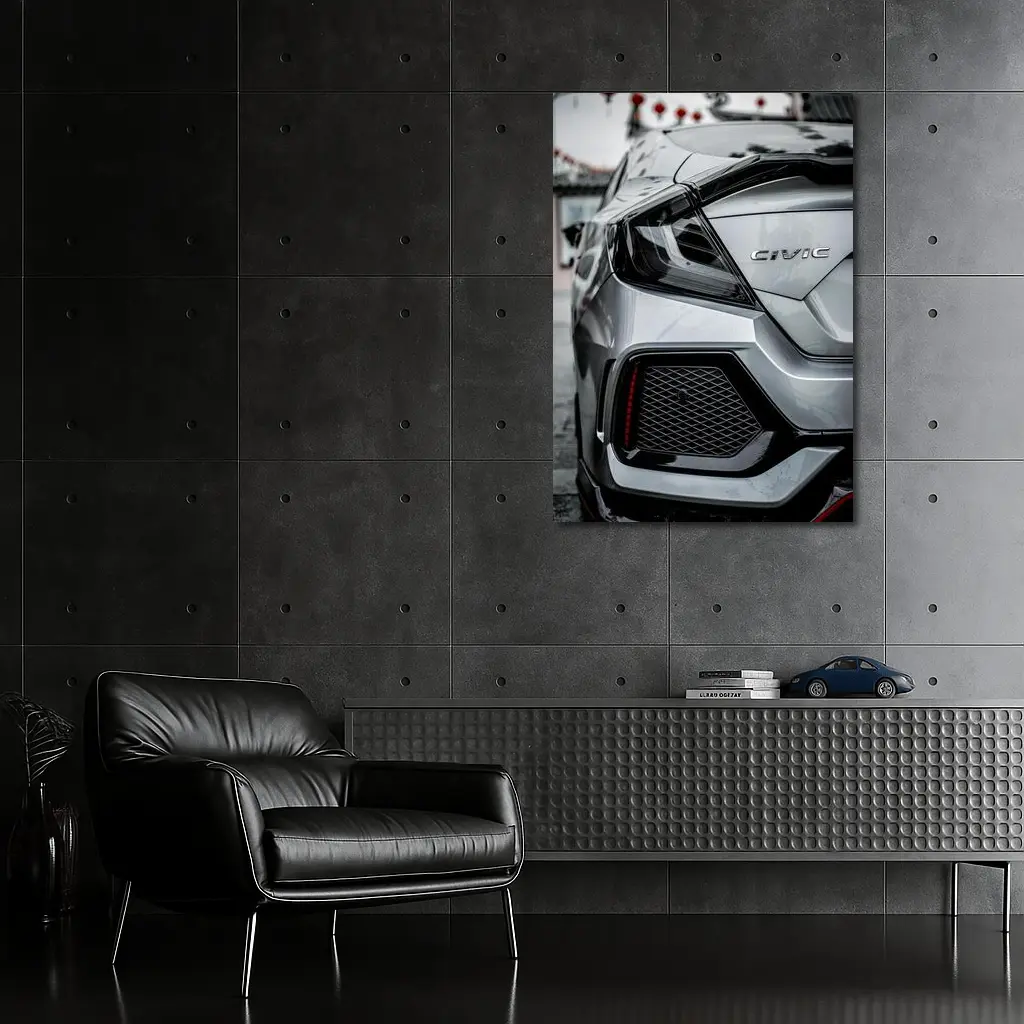 Honda Civic Rear Close Up Silver Detail – Wall Art