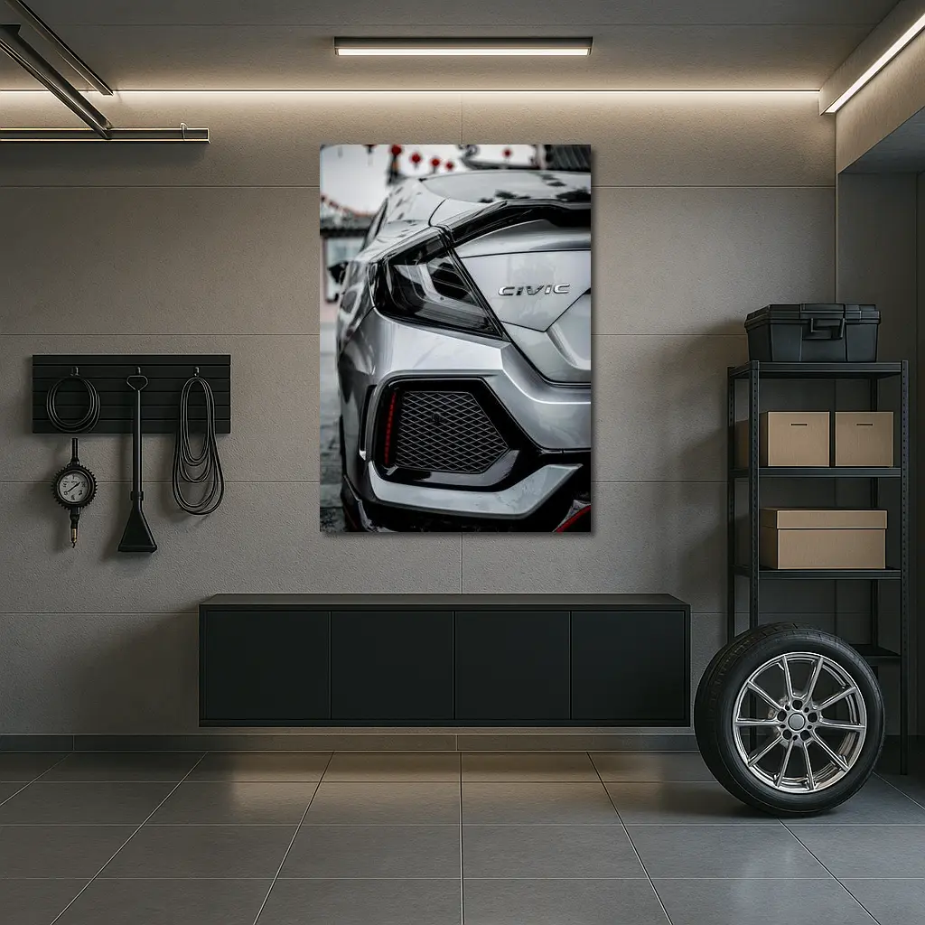 Honda Civic Rear Close Up Silver Detail – Wall Art