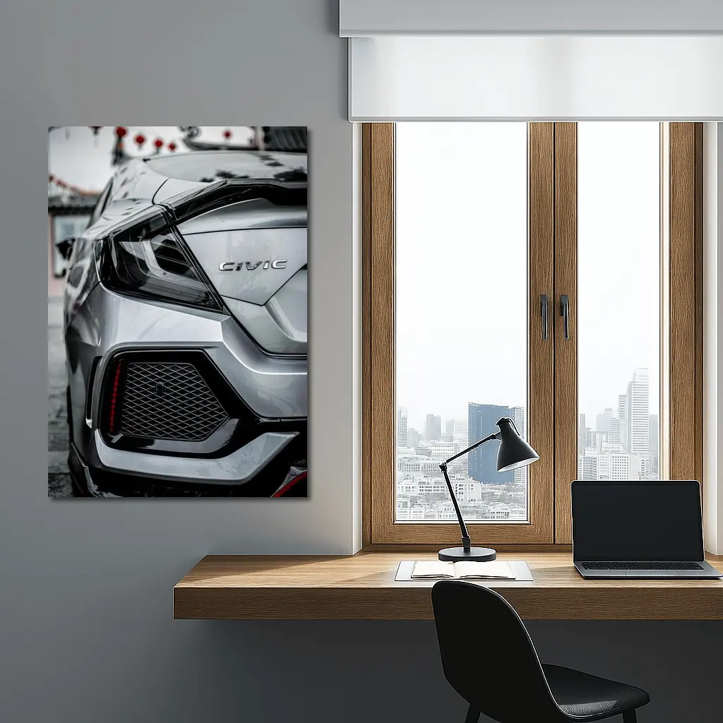 Honda Civic Rear Close Up Silver Detail – Wall Art