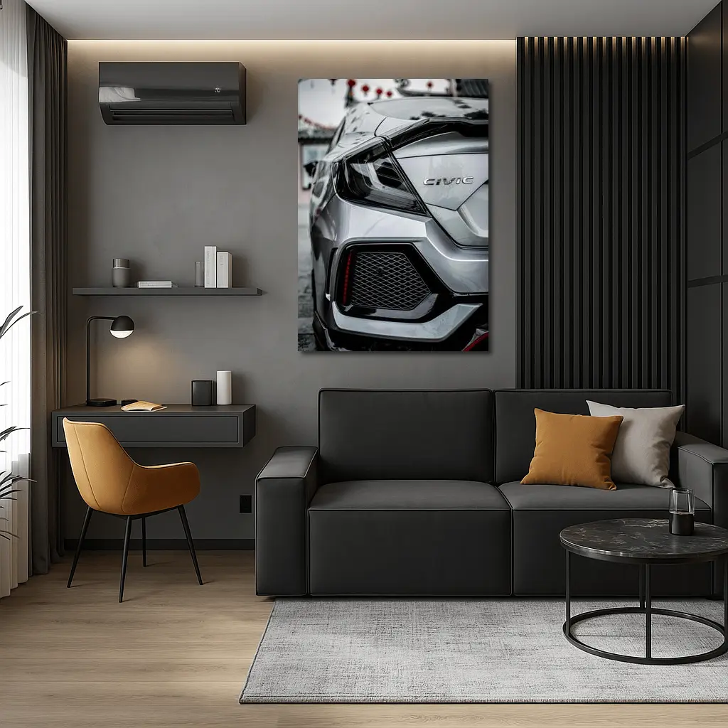 Honda Civic Rear Close Up Silver Detail – Wall Art