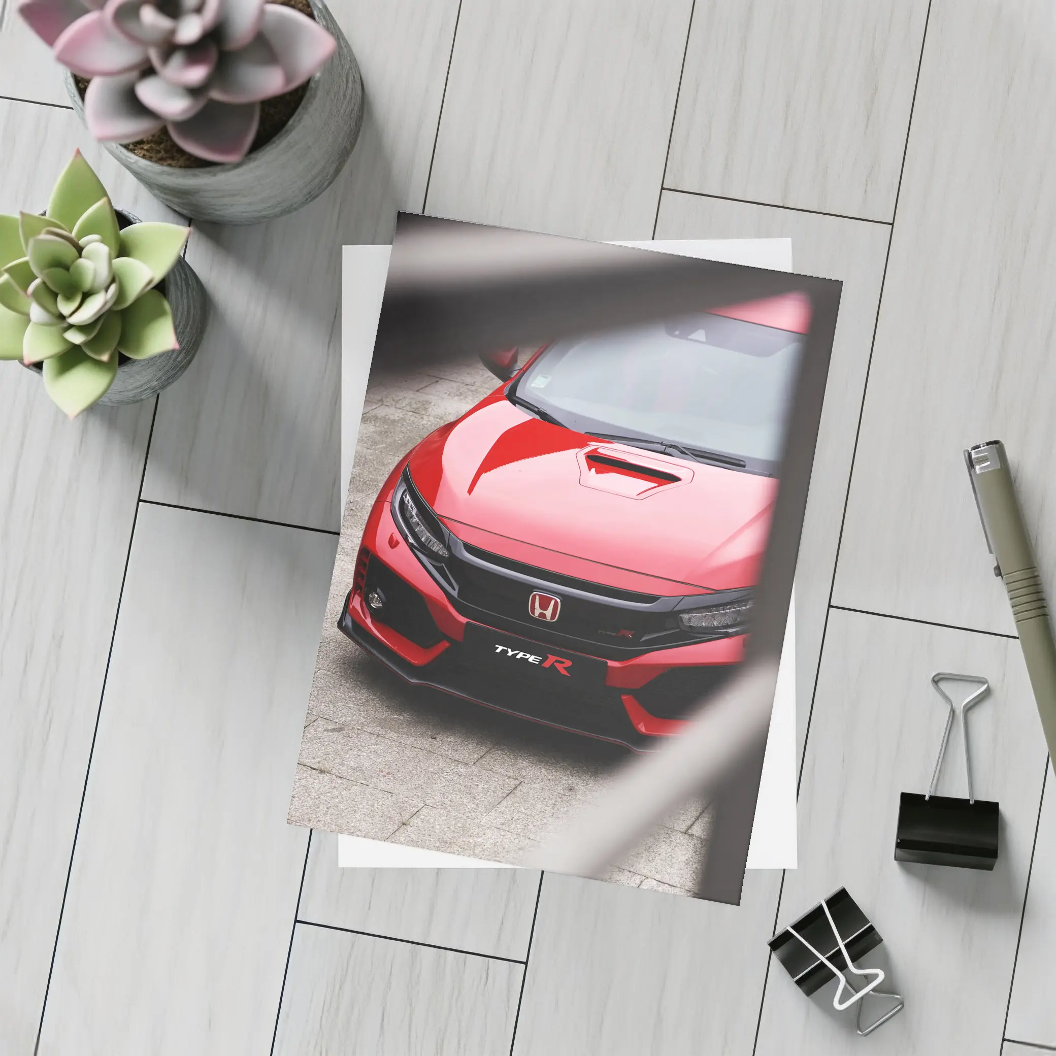 Honda Civic Type R Red Front View – Postcards