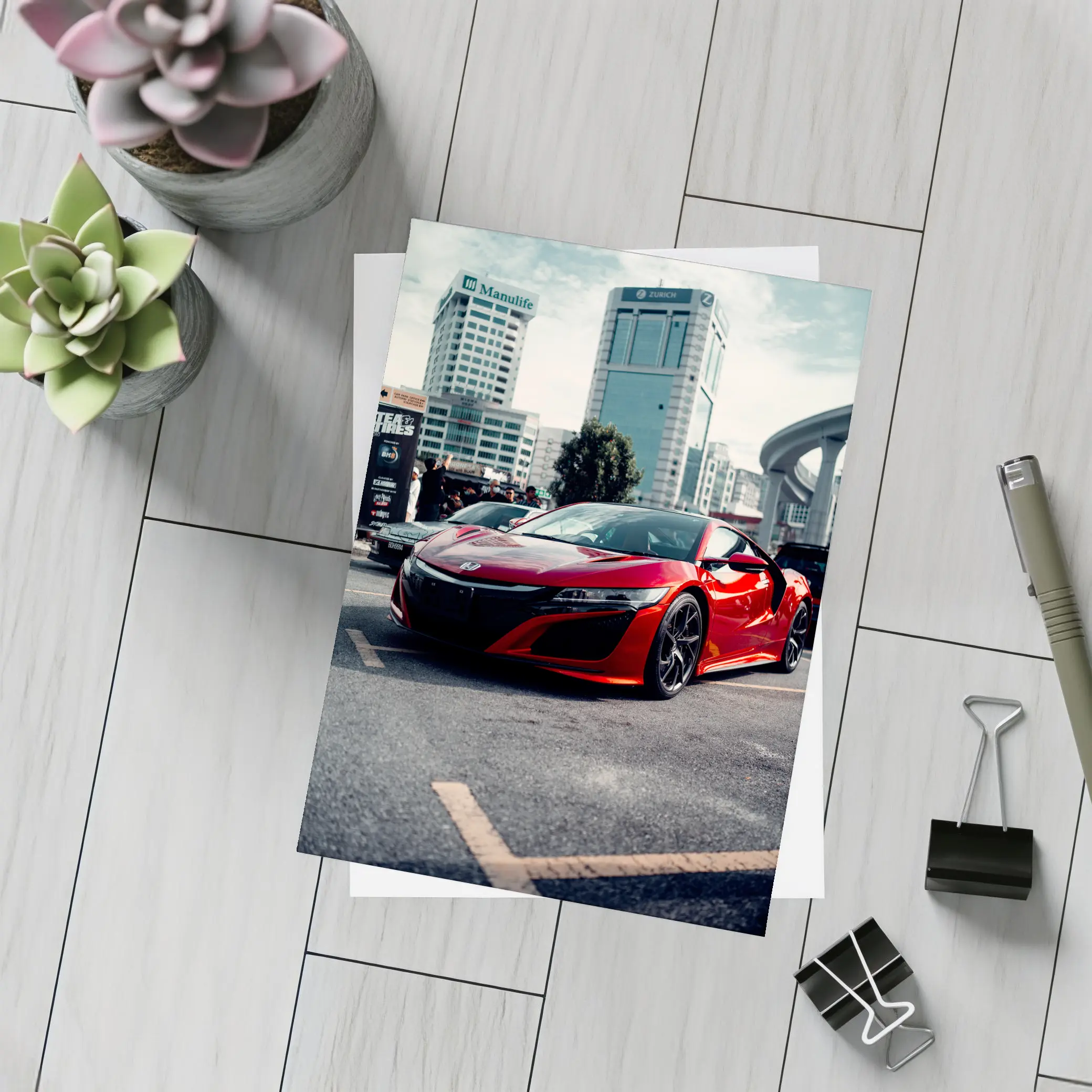Honda NSX Red Supercar City Street – Postcards