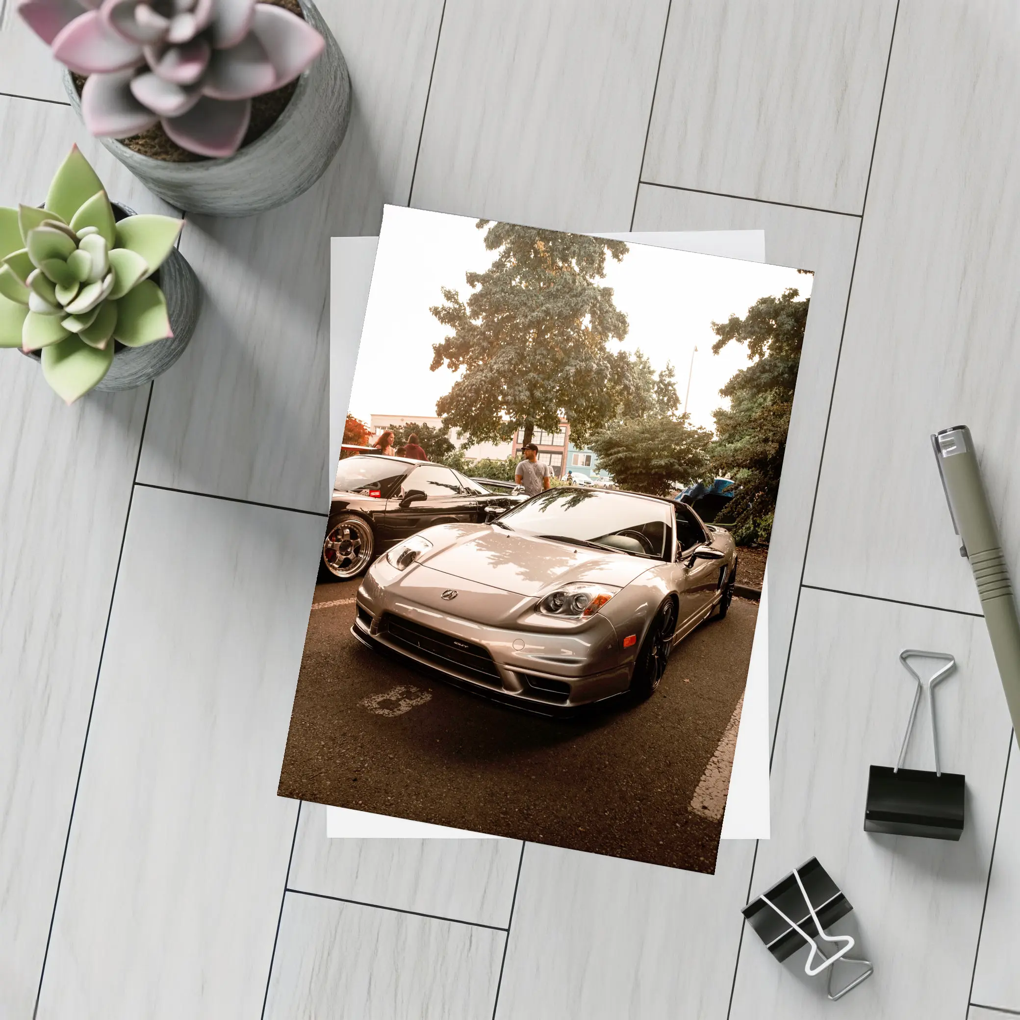 Acura NSX Silver Sports Car Parking Lot – Postcards