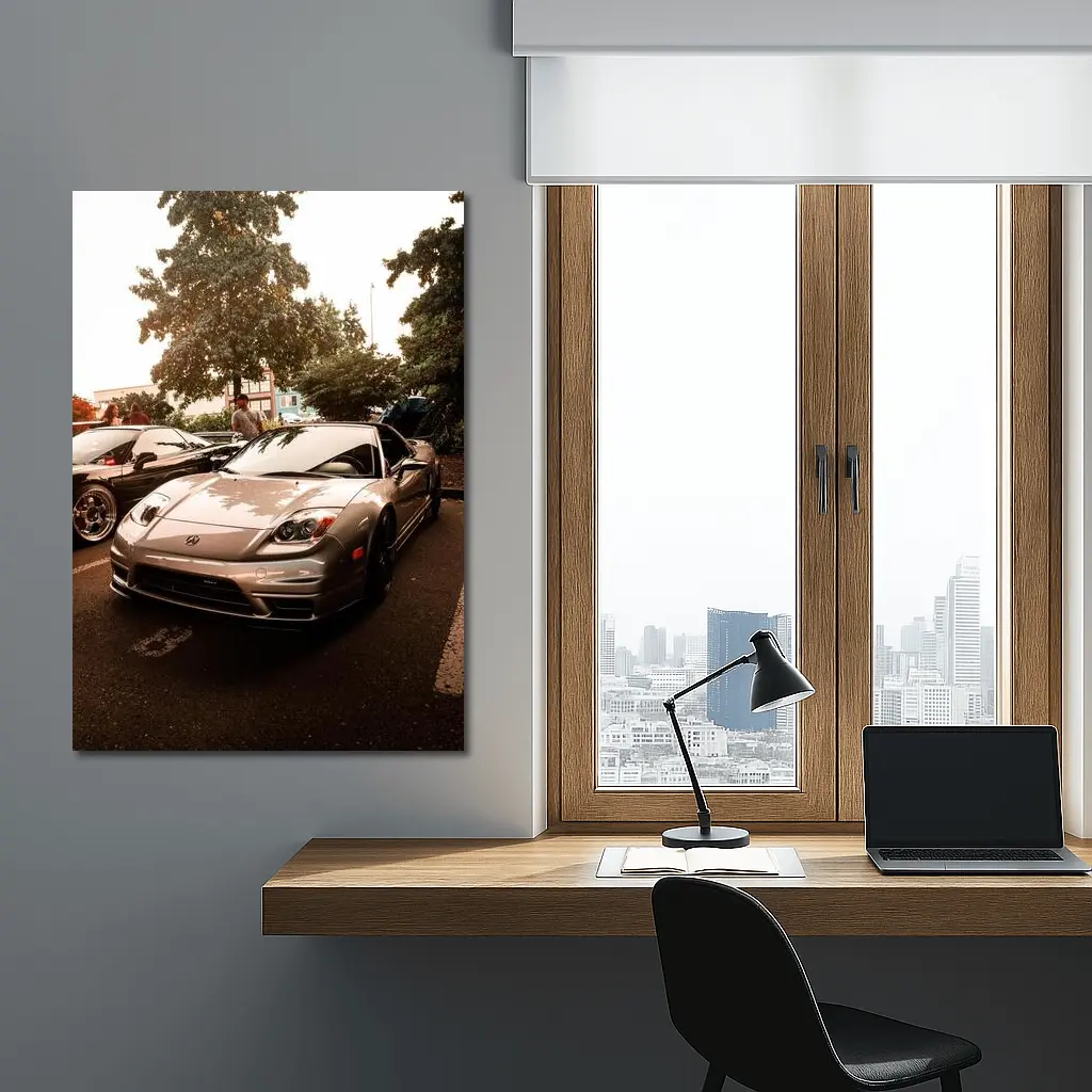 Acura NSX Silver Sports Car Parking Lot – Wall Art