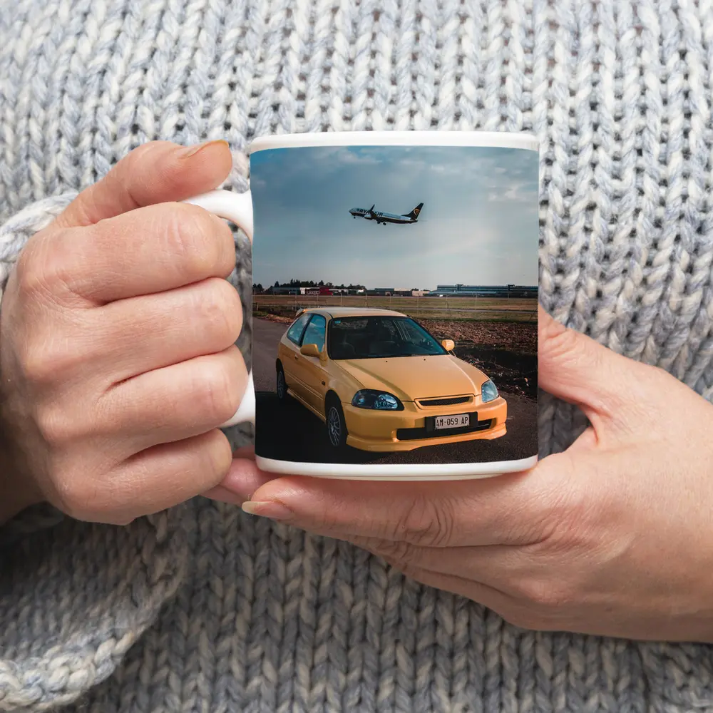 Yellow Honda Civic EK Hatchback Airport – Mugs