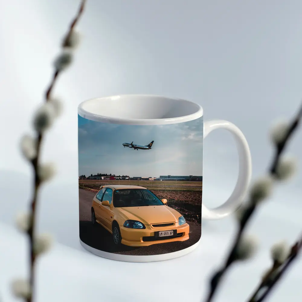 Yellow Honda Civic EK Hatchback Airport – Mugs