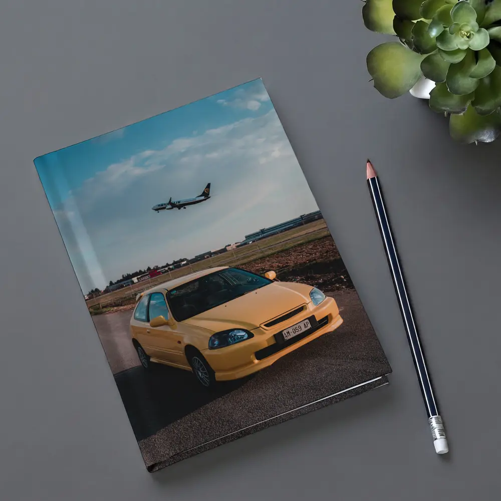 Yellow Honda Civic EK Hatchback Airport – Notebooks