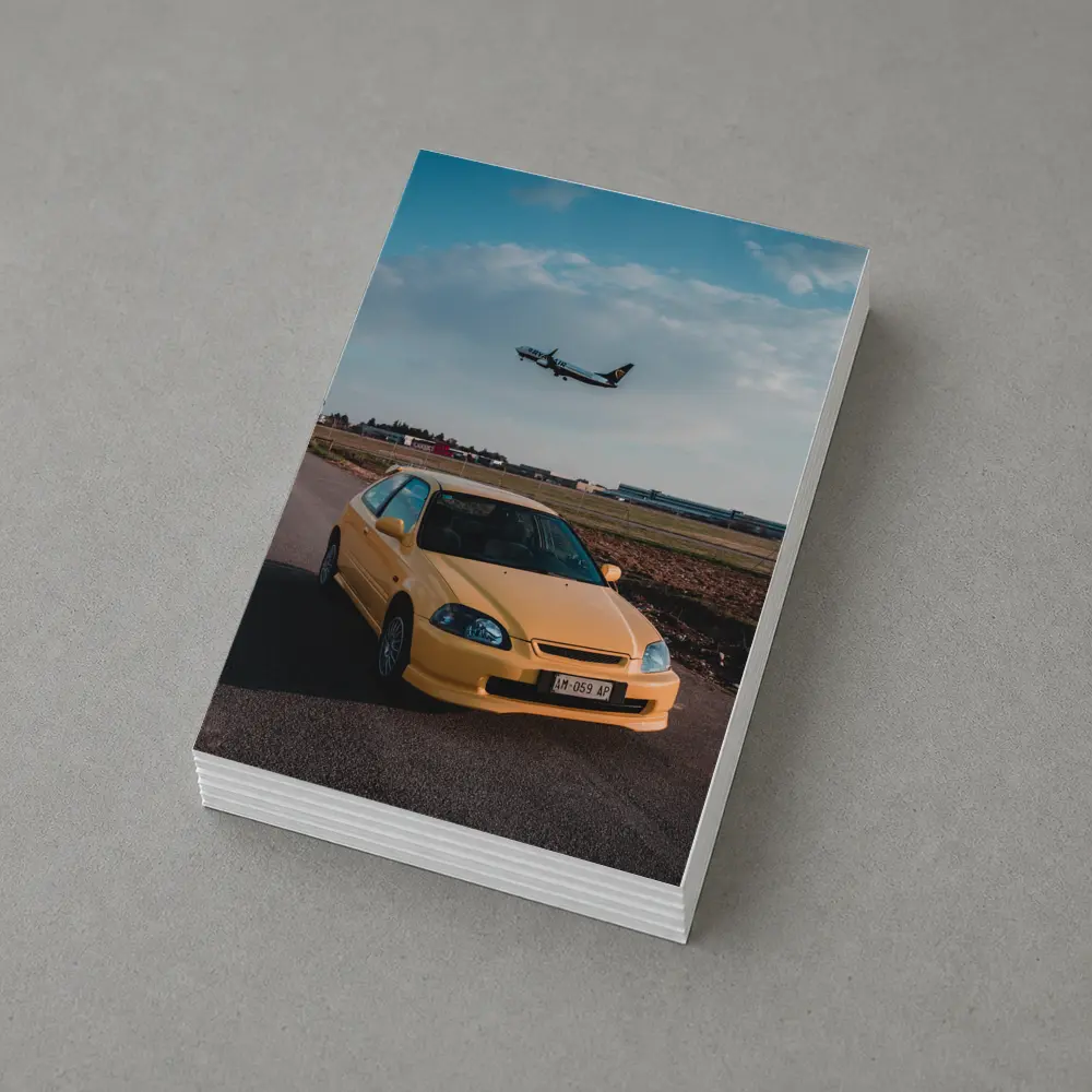 Yellow Honda Civic EK Hatchback Airport – Postcards