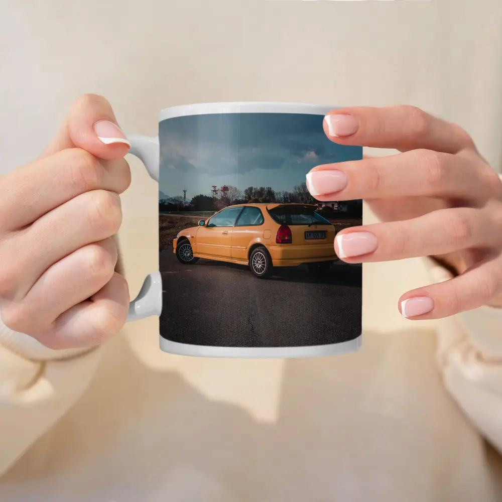 Honda Civic Hatchback Yellow Country Road – Mugs