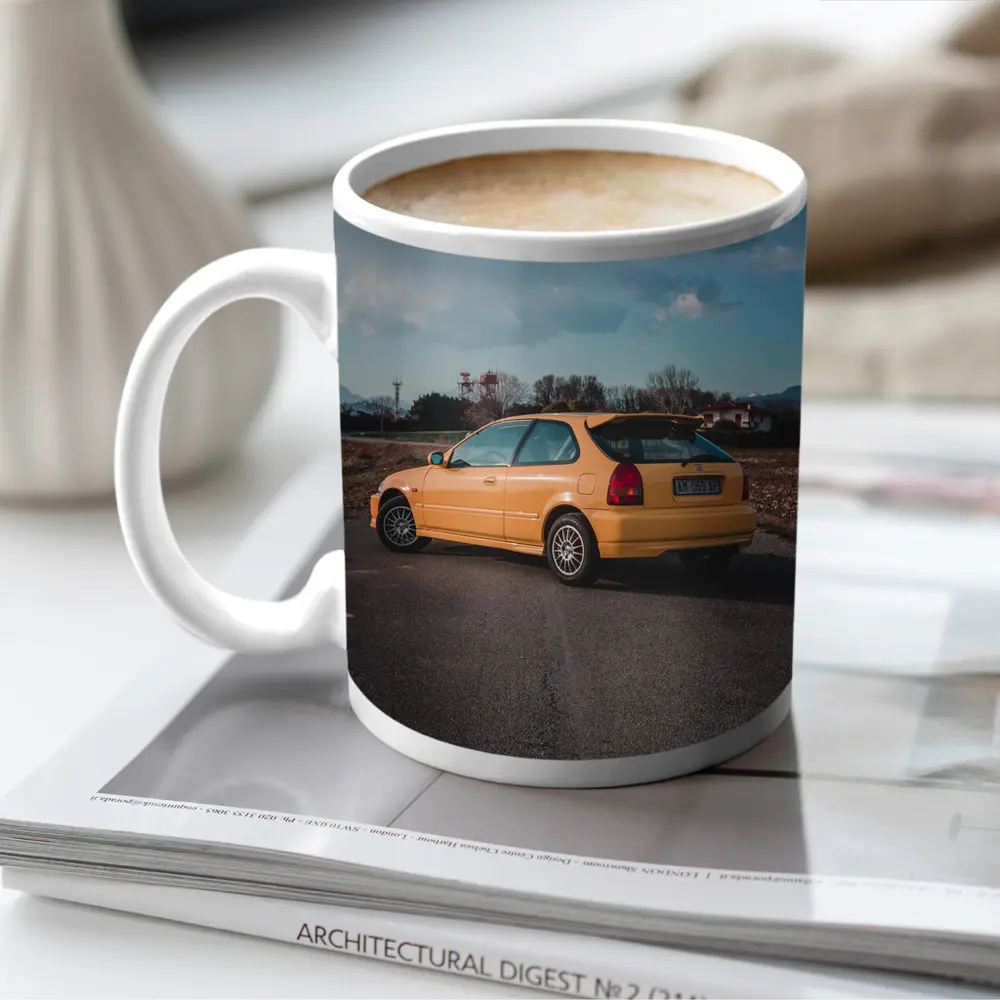 Honda Civic Hatchback Yellow Country Road – Mugs