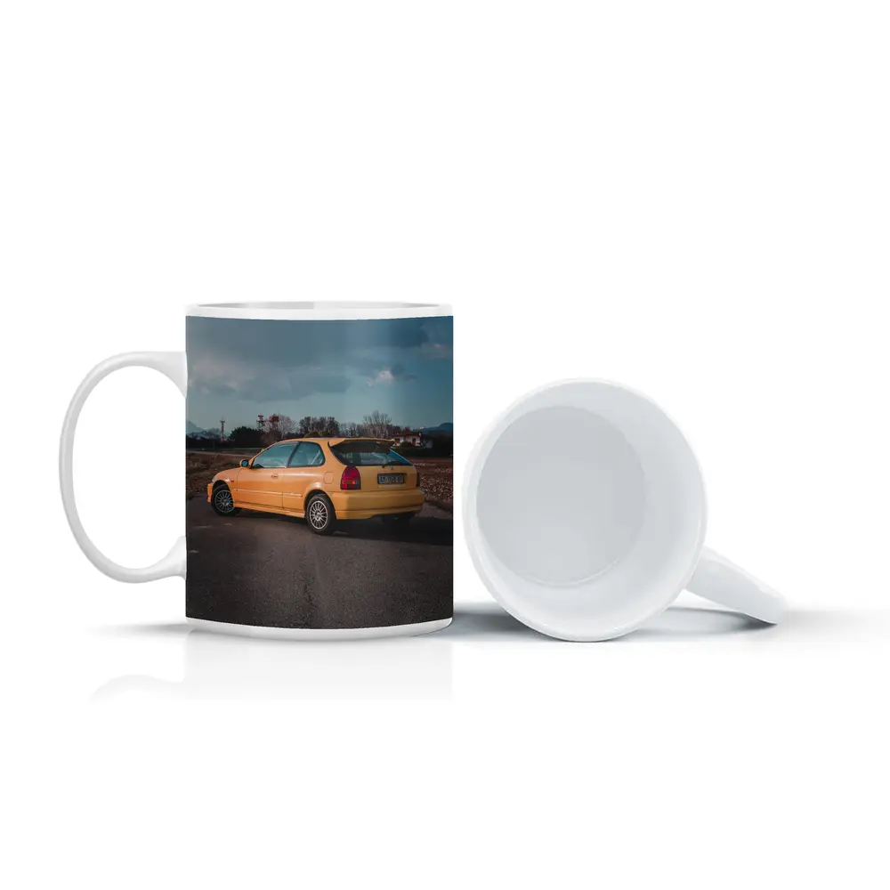Honda Civic Hatchback Yellow Country Road – Mugs