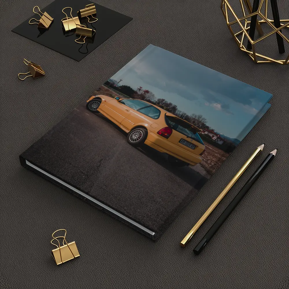 Honda Civic Hatchback Yellow Country Road – Notebooks