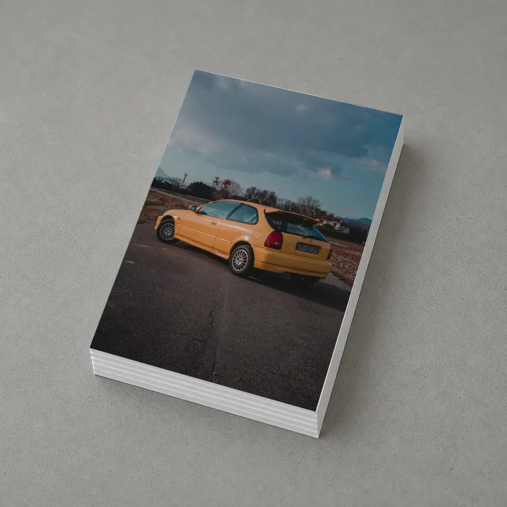 Honda Civic Hatchback Yellow Country Road – Postcards