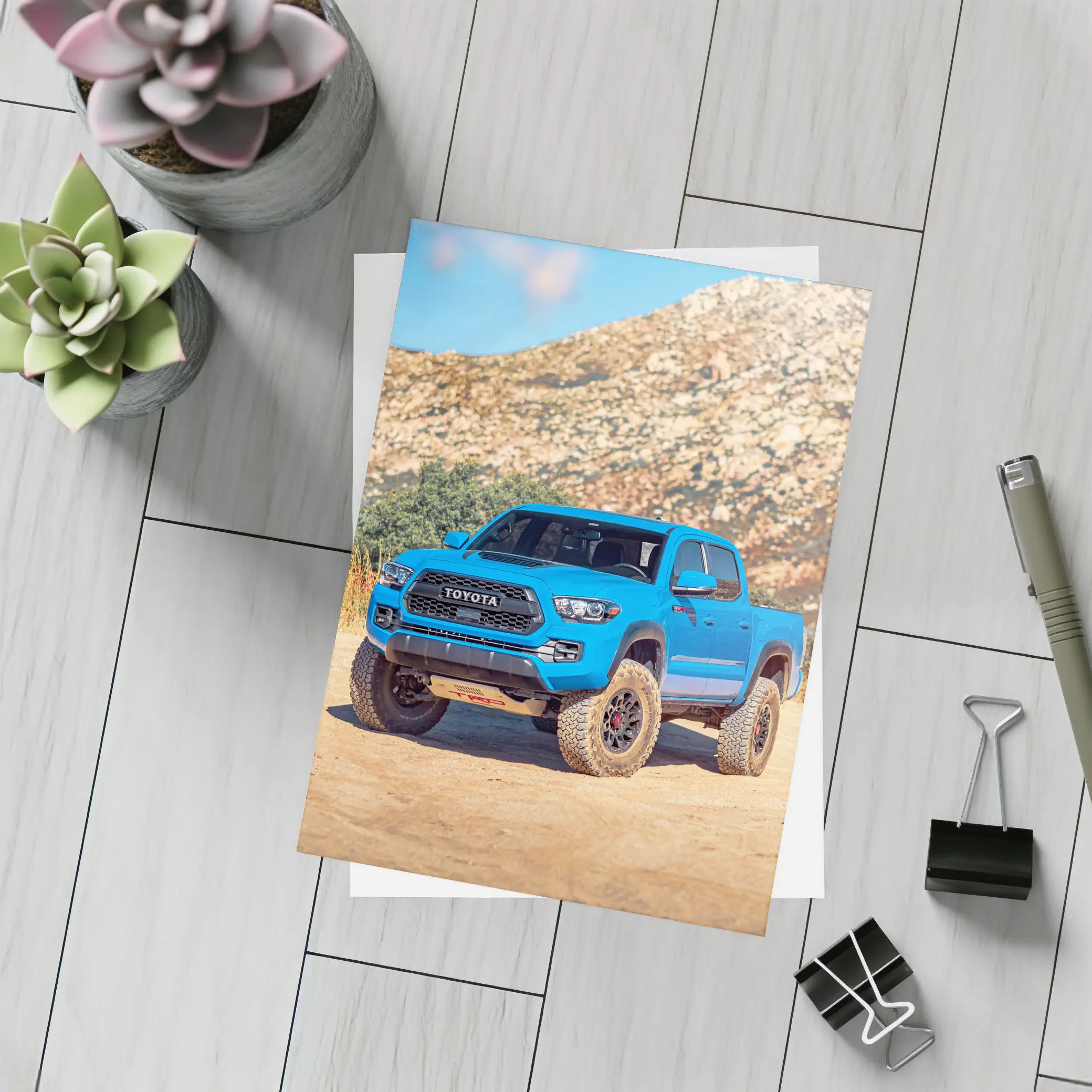 Toyota Tacoma TRD Blue Truck Dirt Trail – Postcards