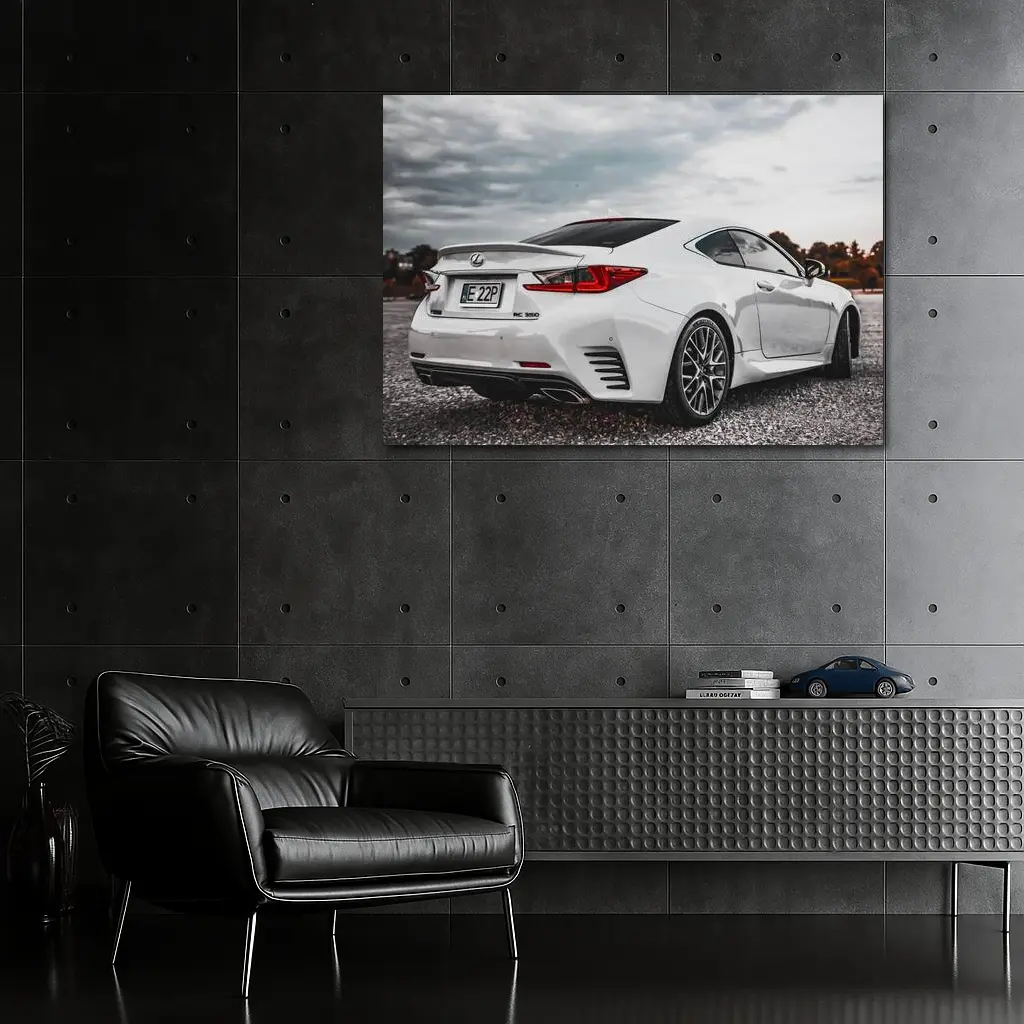 Lexus RC 350 White Coupe Cloudy Sky – Wall Art