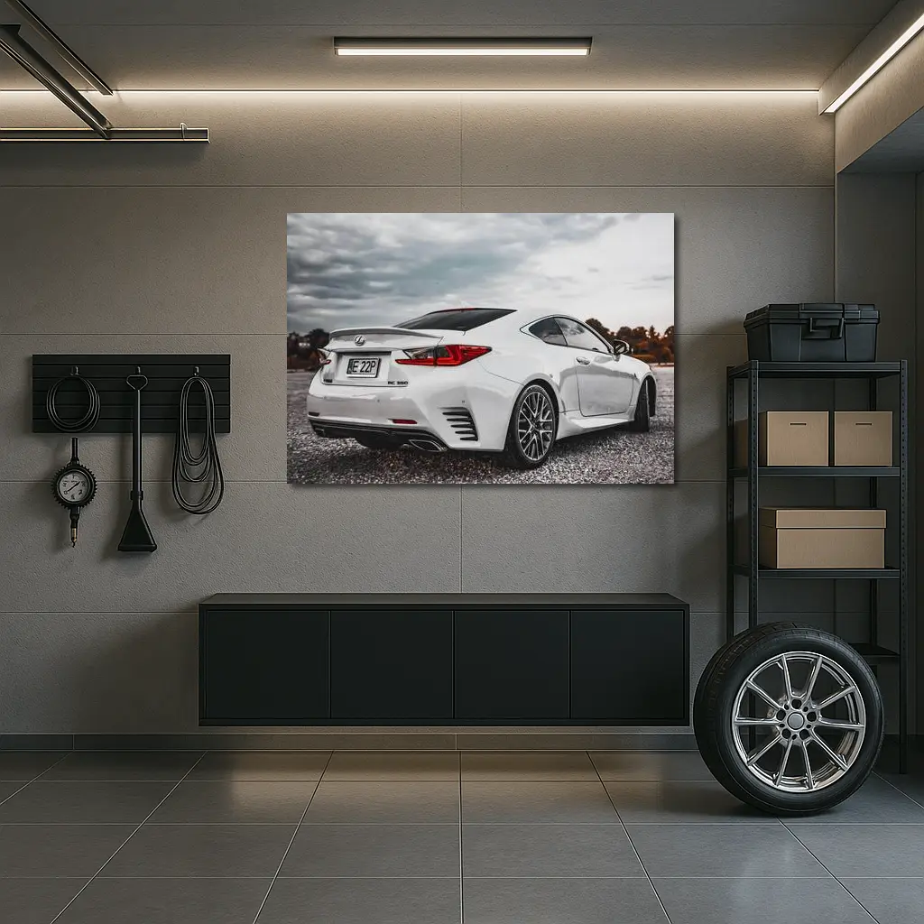 Lexus RC 350 White Coupe Cloudy Sky – Wall Art