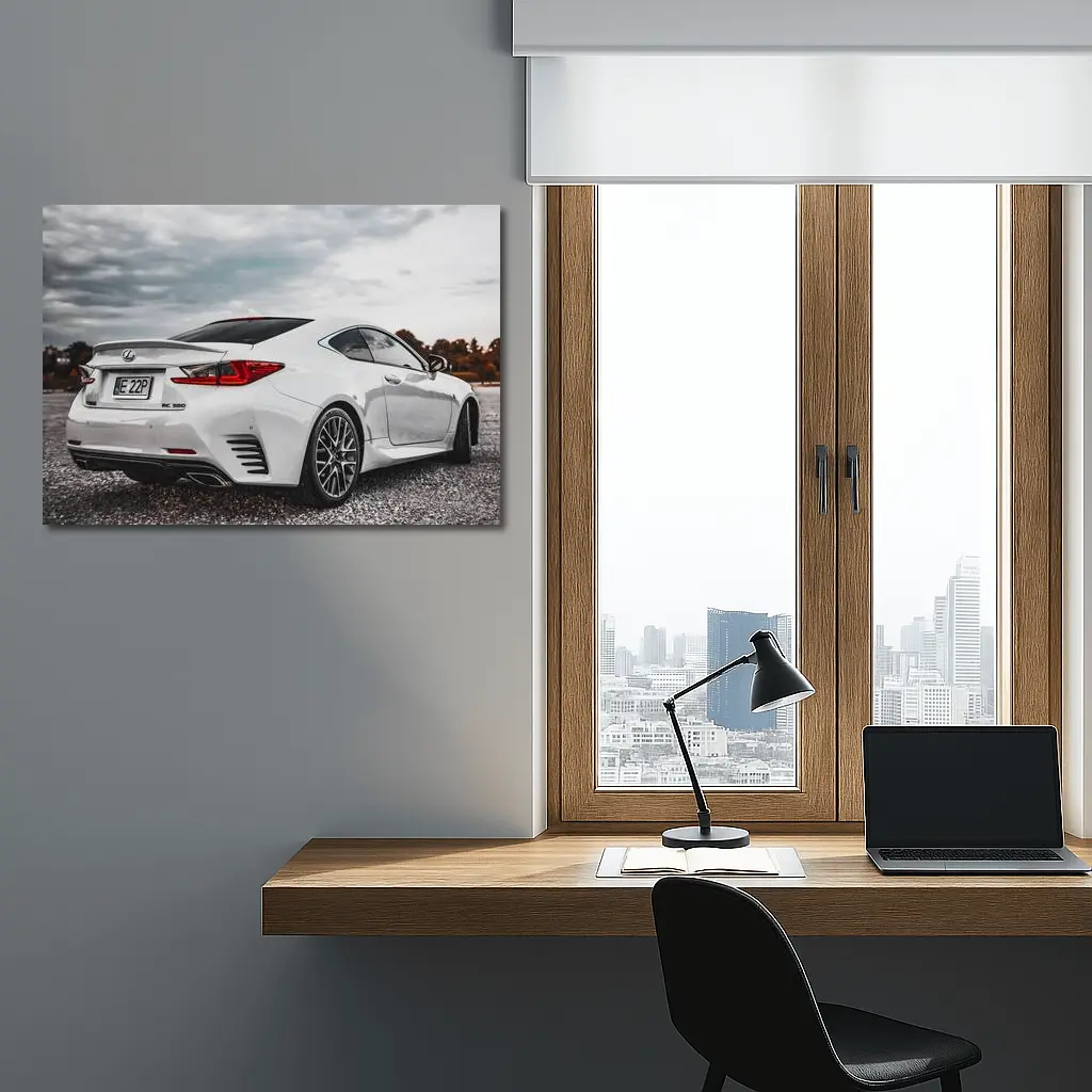 Lexus RC 350 White Coupe Cloudy Sky – Wall Art