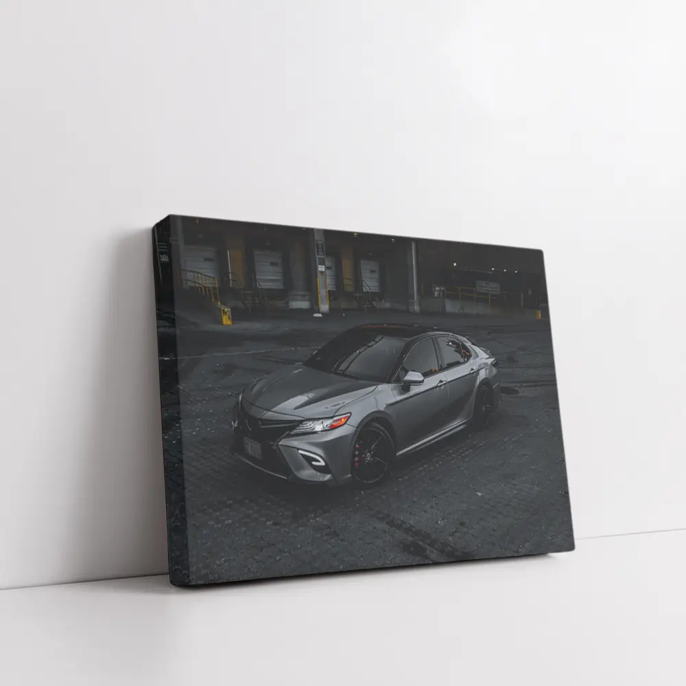 Toyota Camry Silver Sedan Dark Urban Setting – Wall Art