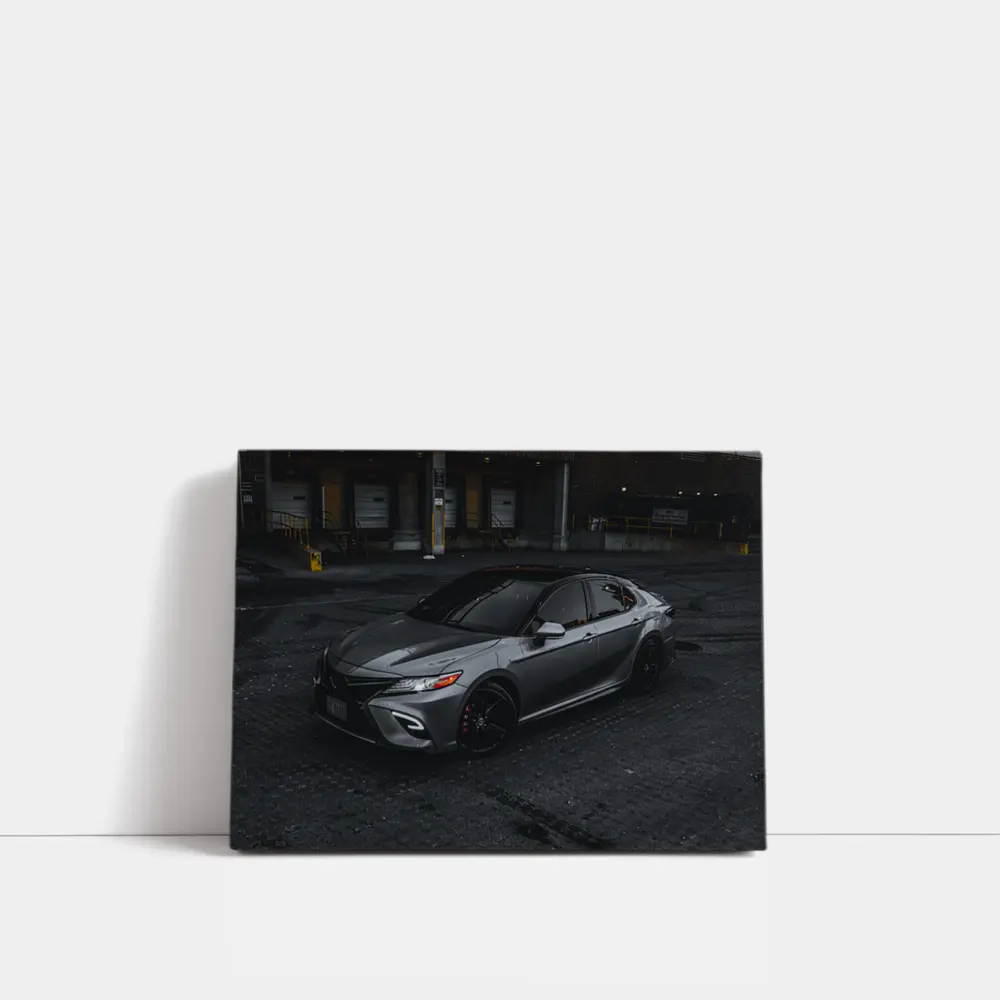 Toyota Camry Silver Sedan Dark Urban Setting – Wall Art