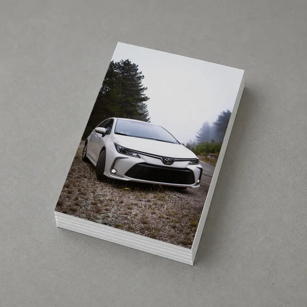 Toyota Corolla White Sedan Misty Forest Road – Postcards