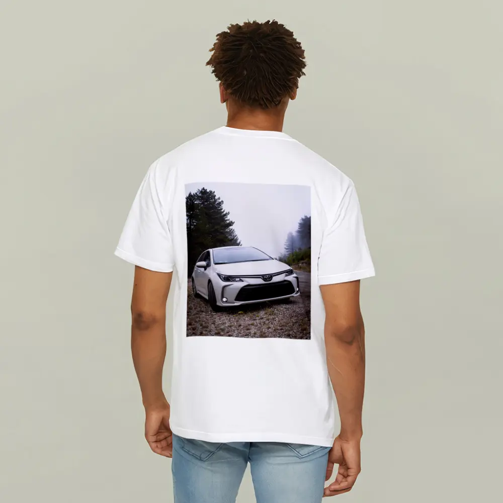 Toyota Corolla White Sedan Misty Forest Road – T-Shirts