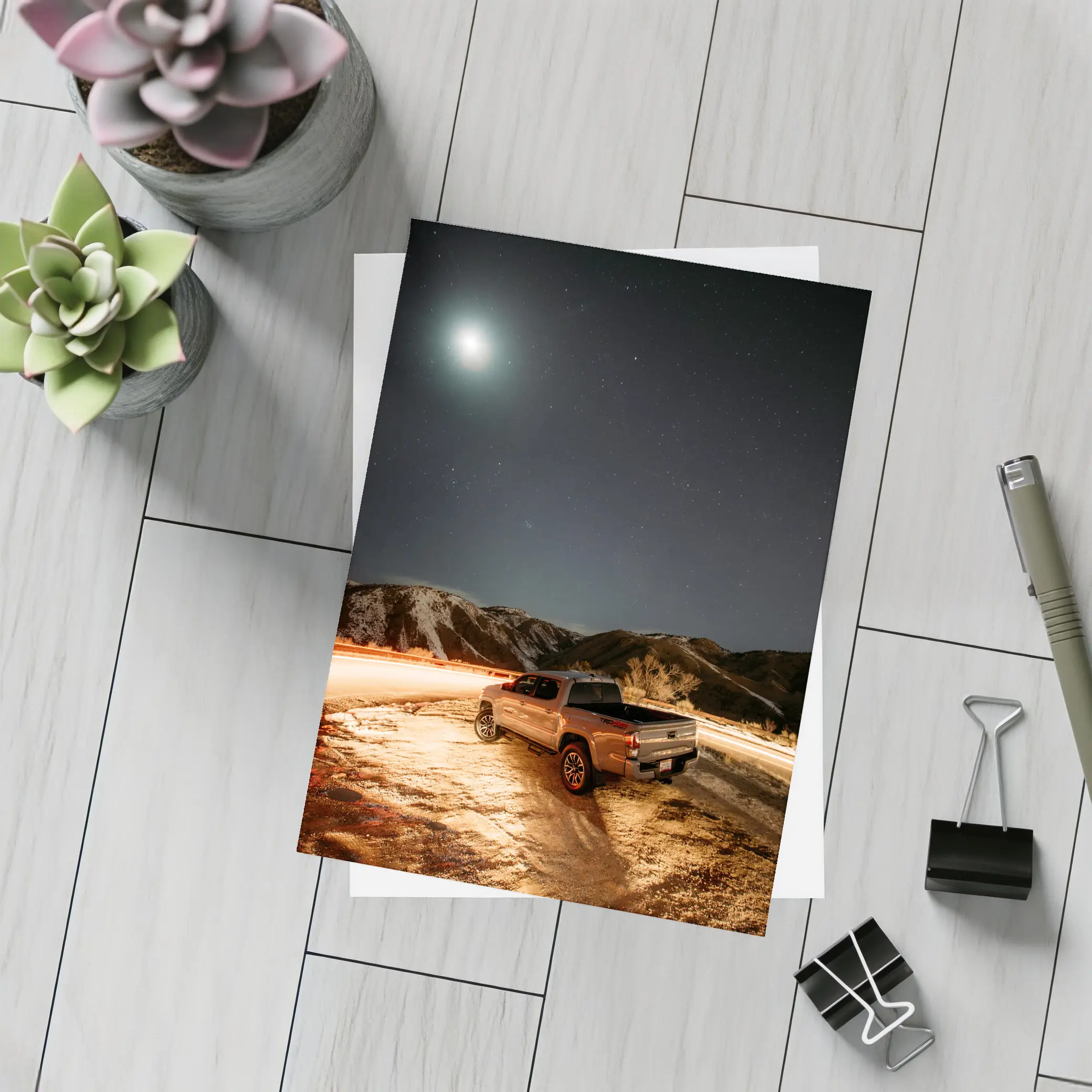 Toyota Tacoma Under Starry Mountain Night Sky – Postcards