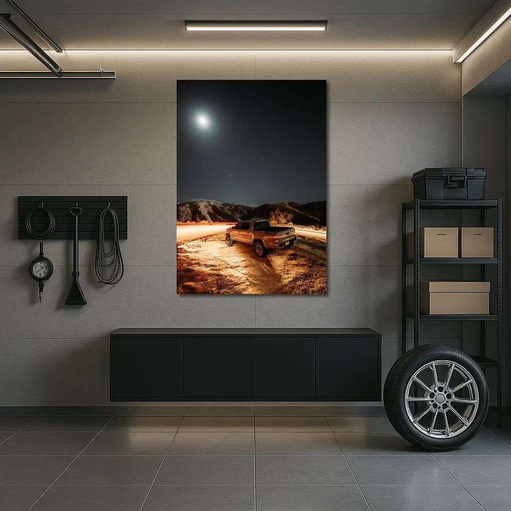 Toyota Tacoma Under Starry Mountain Night Sky – Wall Art
