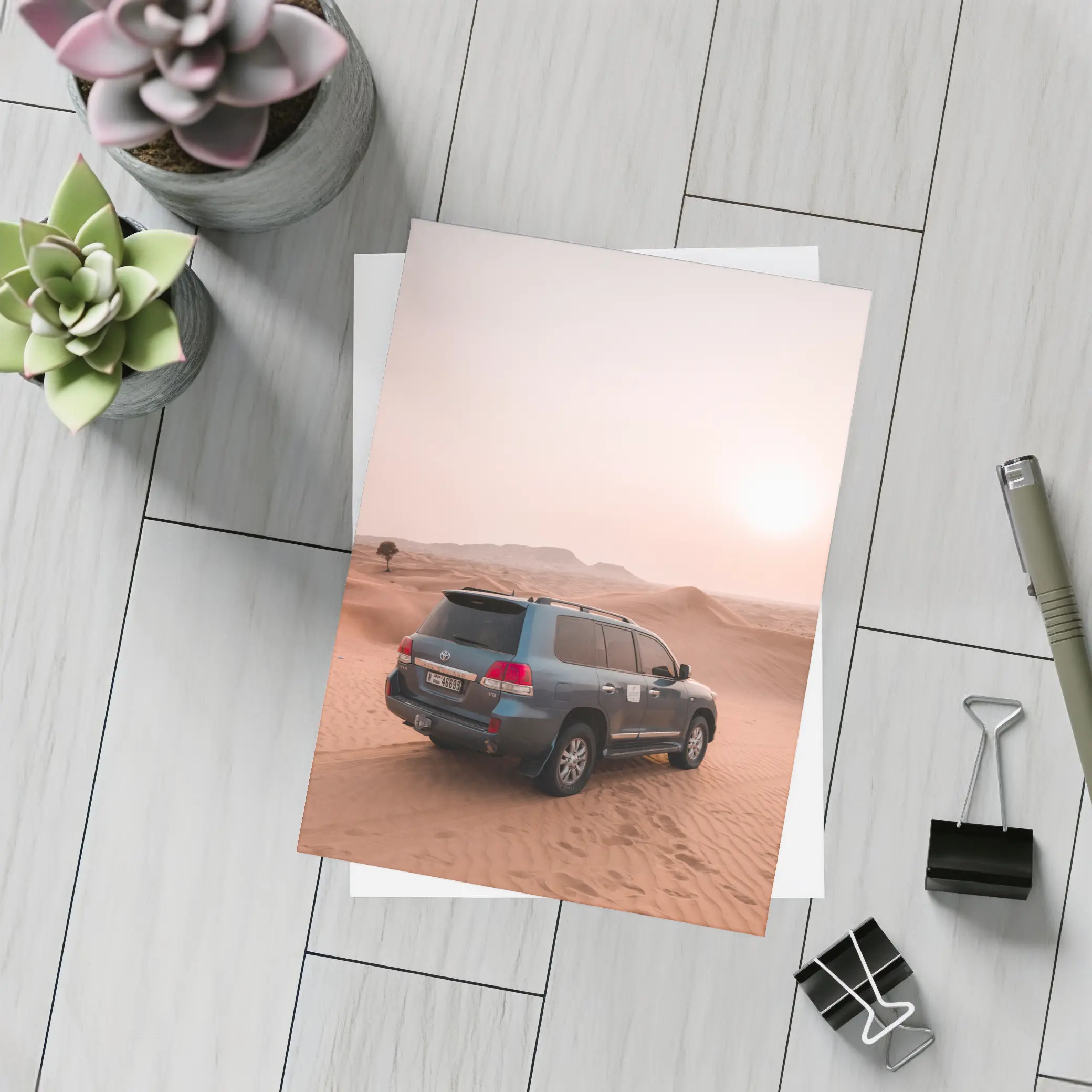 Toyota Land Cruiser Desert Sand Dunes Sunset – Postcards