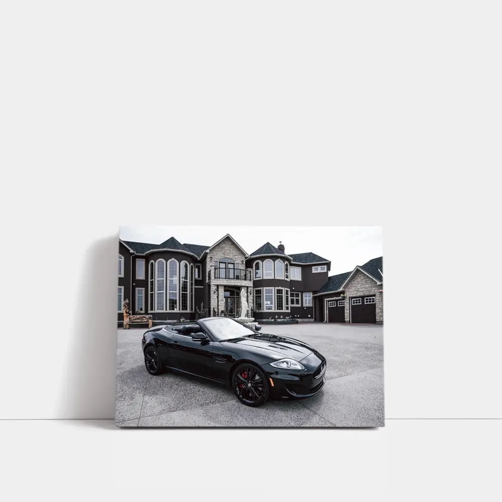 Black Jaguar XK Roadster Luxury Mansion Driveway – Wall Art