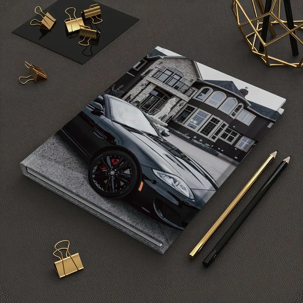 Black Jaguar XK Roadster Luxury Mansion Driveway – Notebooks