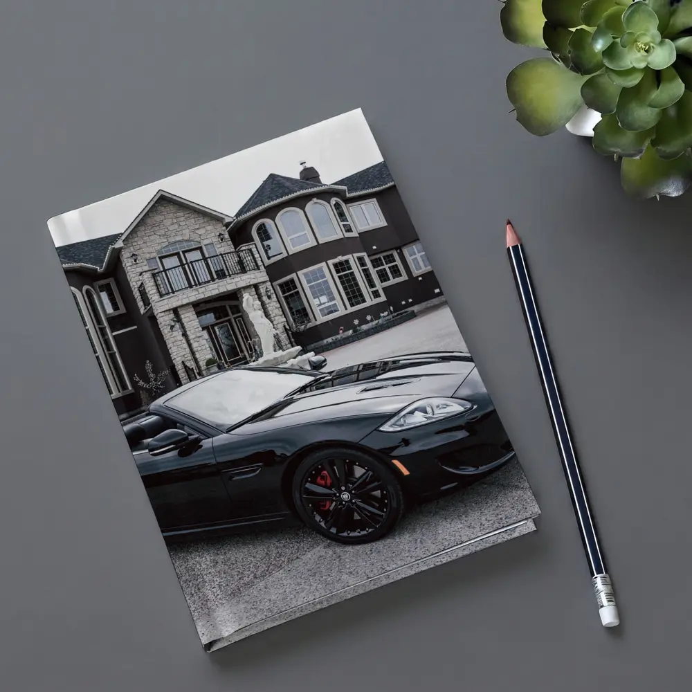 Black Jaguar XK Roadster Luxury Mansion Driveway – Notebooks