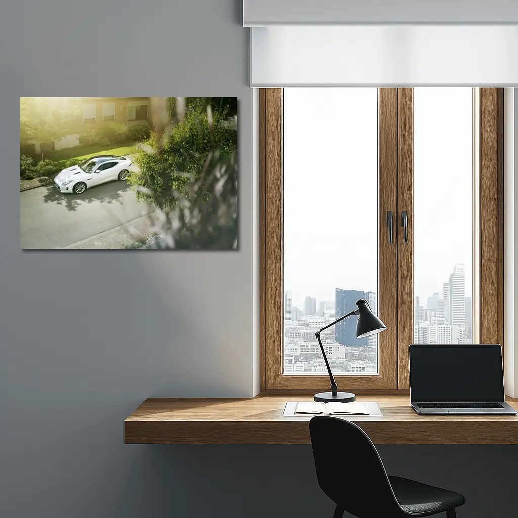 White Jaguar F-Type Coupe Suburban Driveway – Wall Art