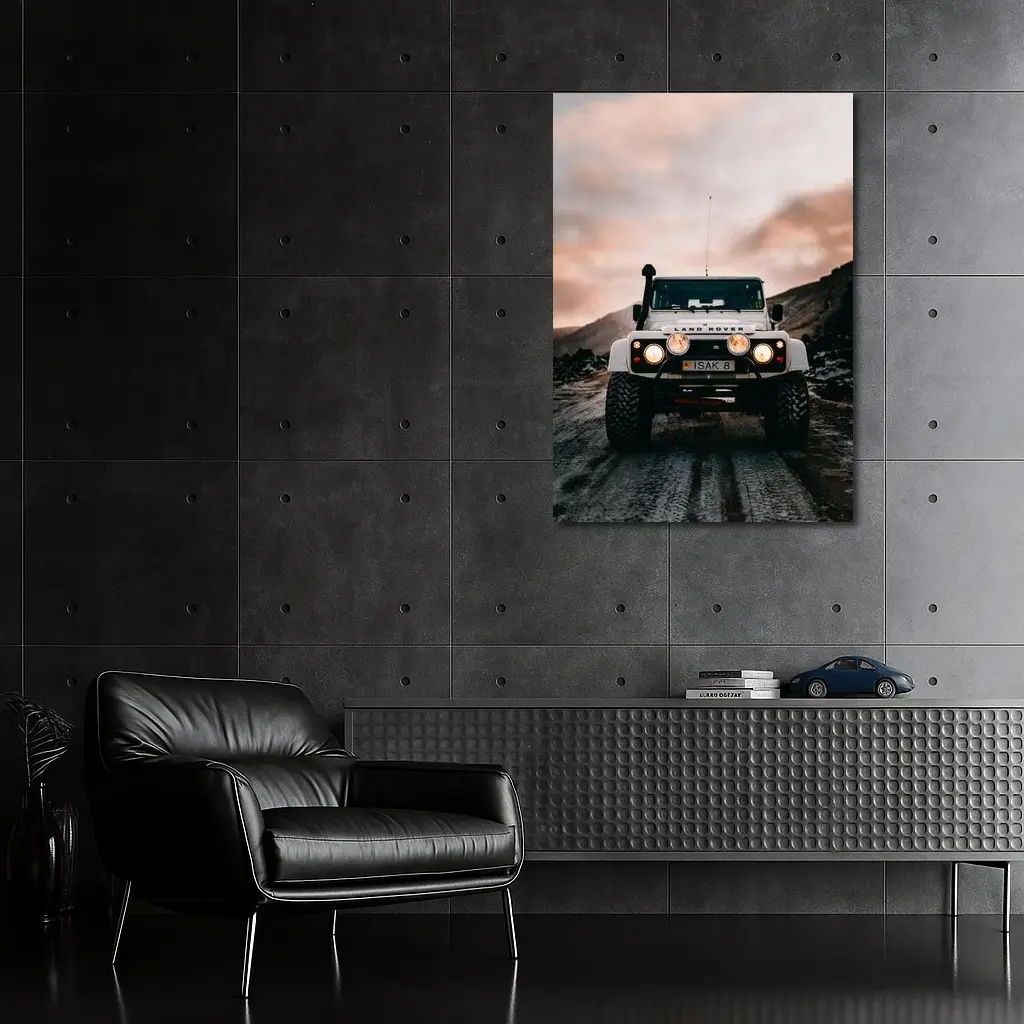 Land Rover Defender White Off Road Trail – Wall Art
