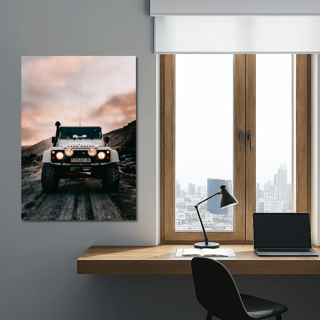 Land Rover Defender White Off Road Trail – Wall Art