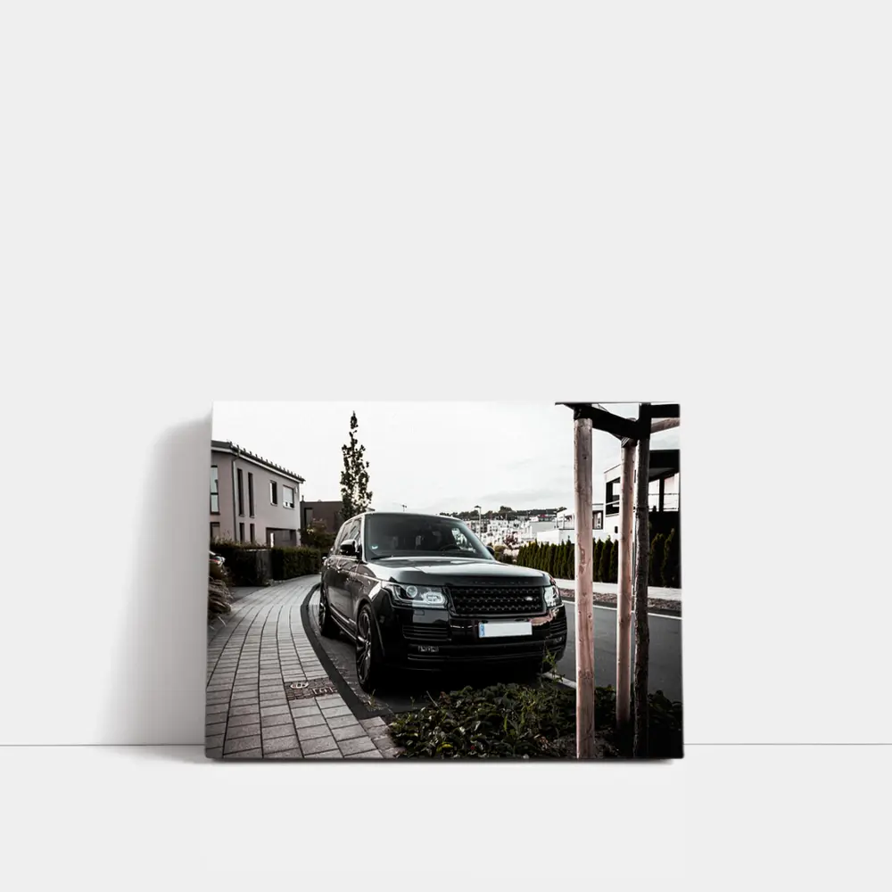 Black Range Rover Parked Residential Street – Wall Art