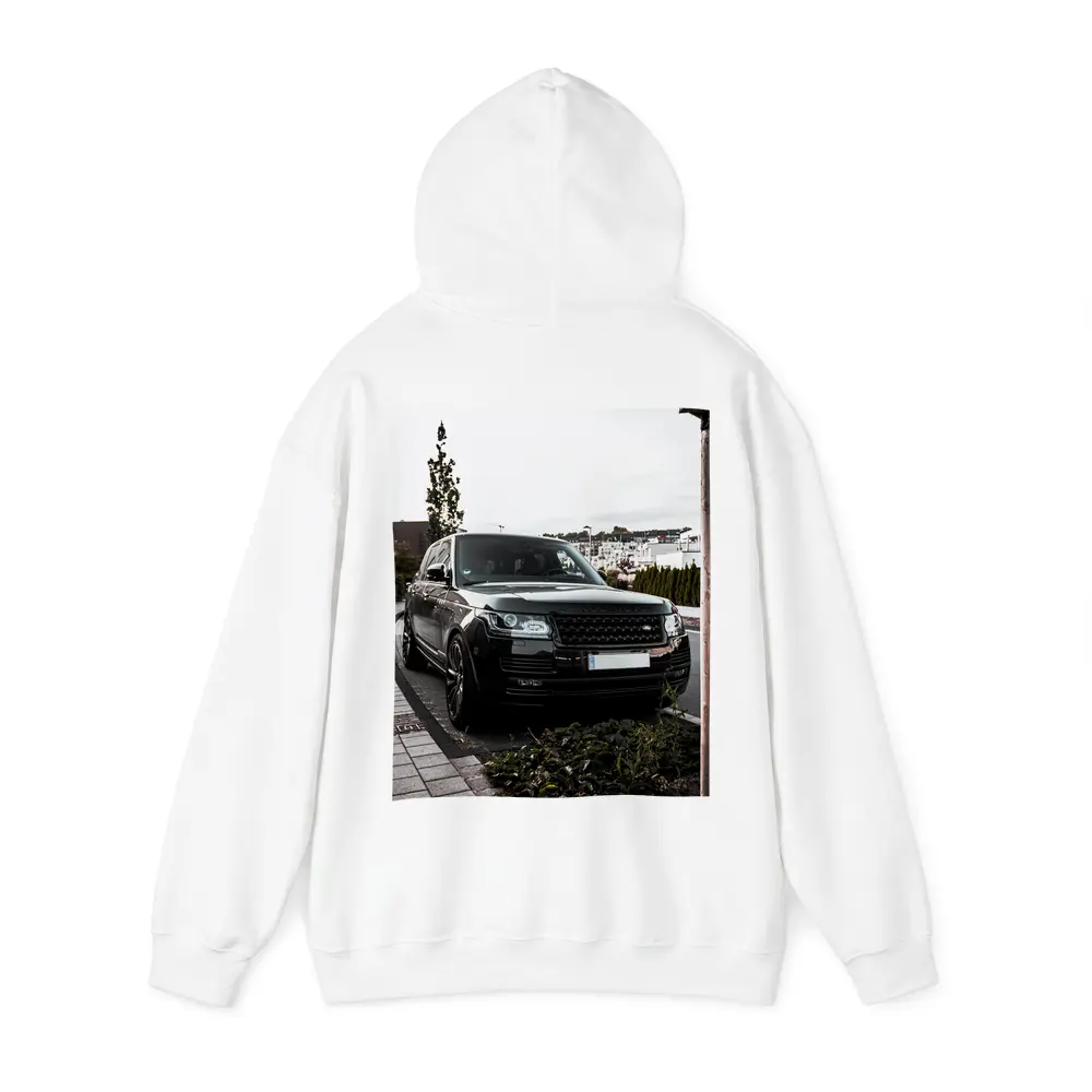 Black Range Rover Parked Residential Street – Hoodies