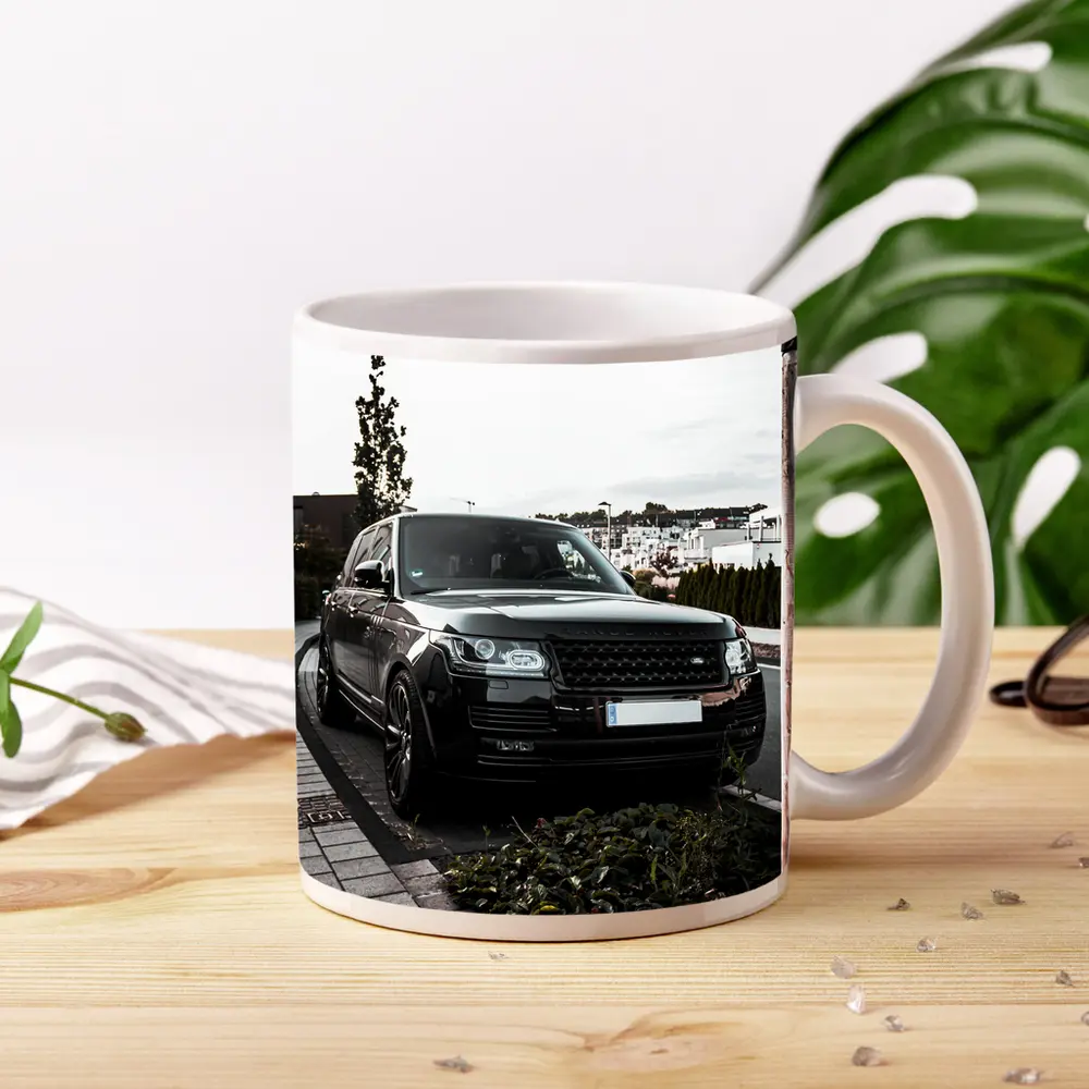Black Range Rover Parked Residential Street – Mugs
