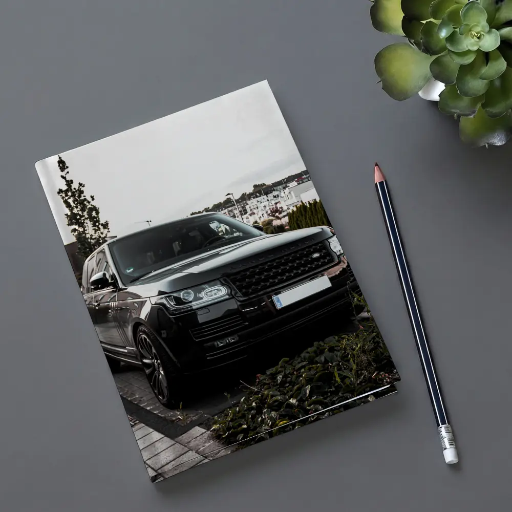 Black Range Rover Parked Residential Street – Notebooks
