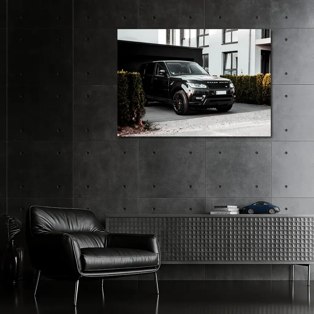 Black Range Rover Sport Parked Outside House – Wall Art