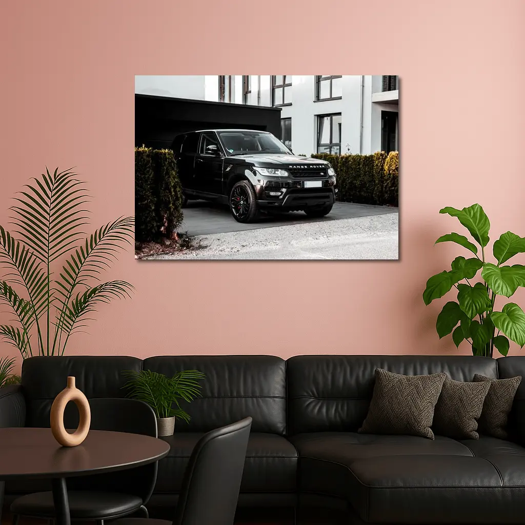 Black Range Rover Sport Parked Outside House – Wall Art
