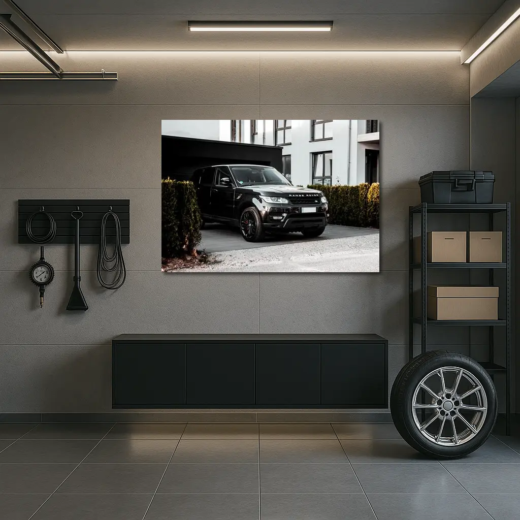 Black Range Rover Sport Parked Outside House – Wall Art