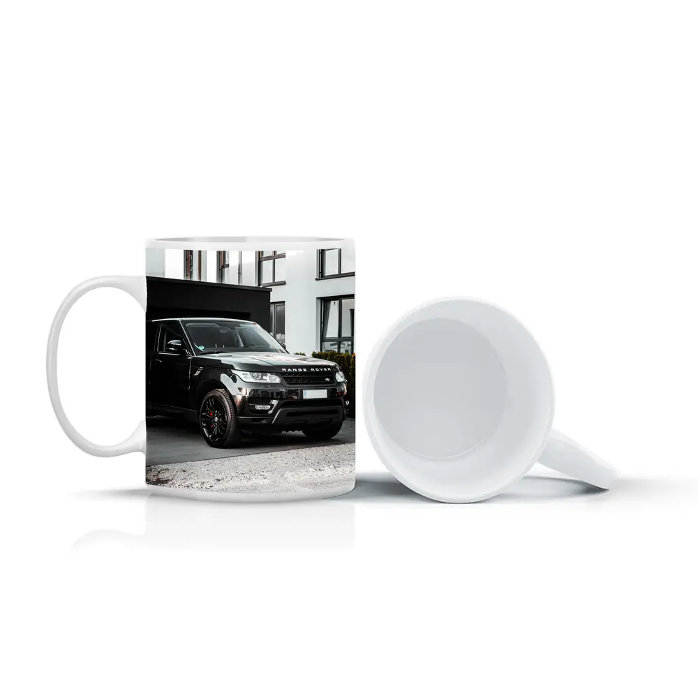 Black Range Rover Sport Parked Outside House – Mugs