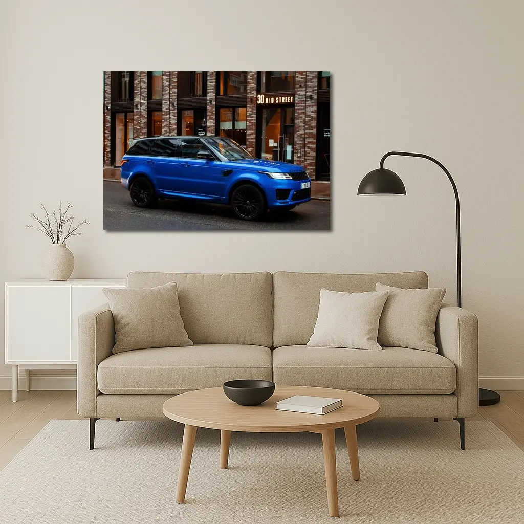 Range Rover Sport Blue Urban Street Scene – Wall Art
