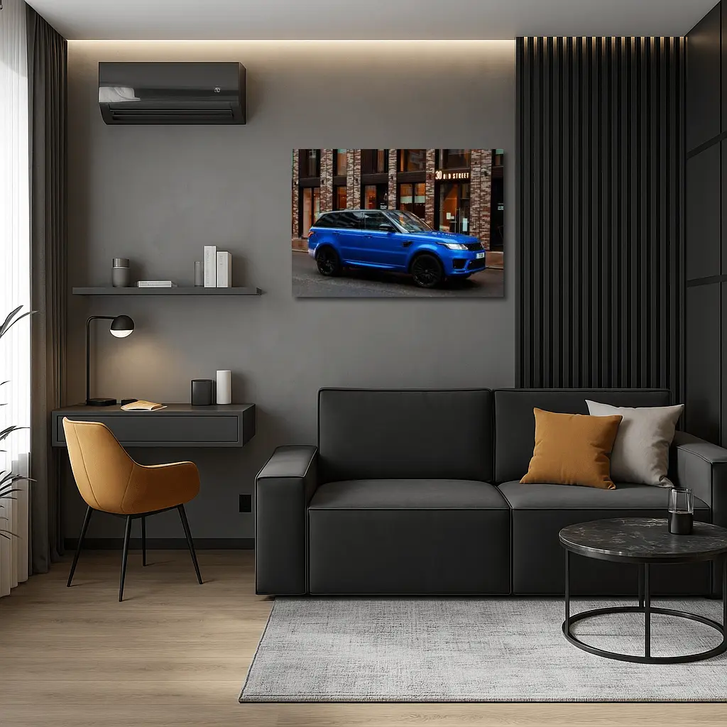 Range Rover Sport Blue Urban Street Scene – Wall Art