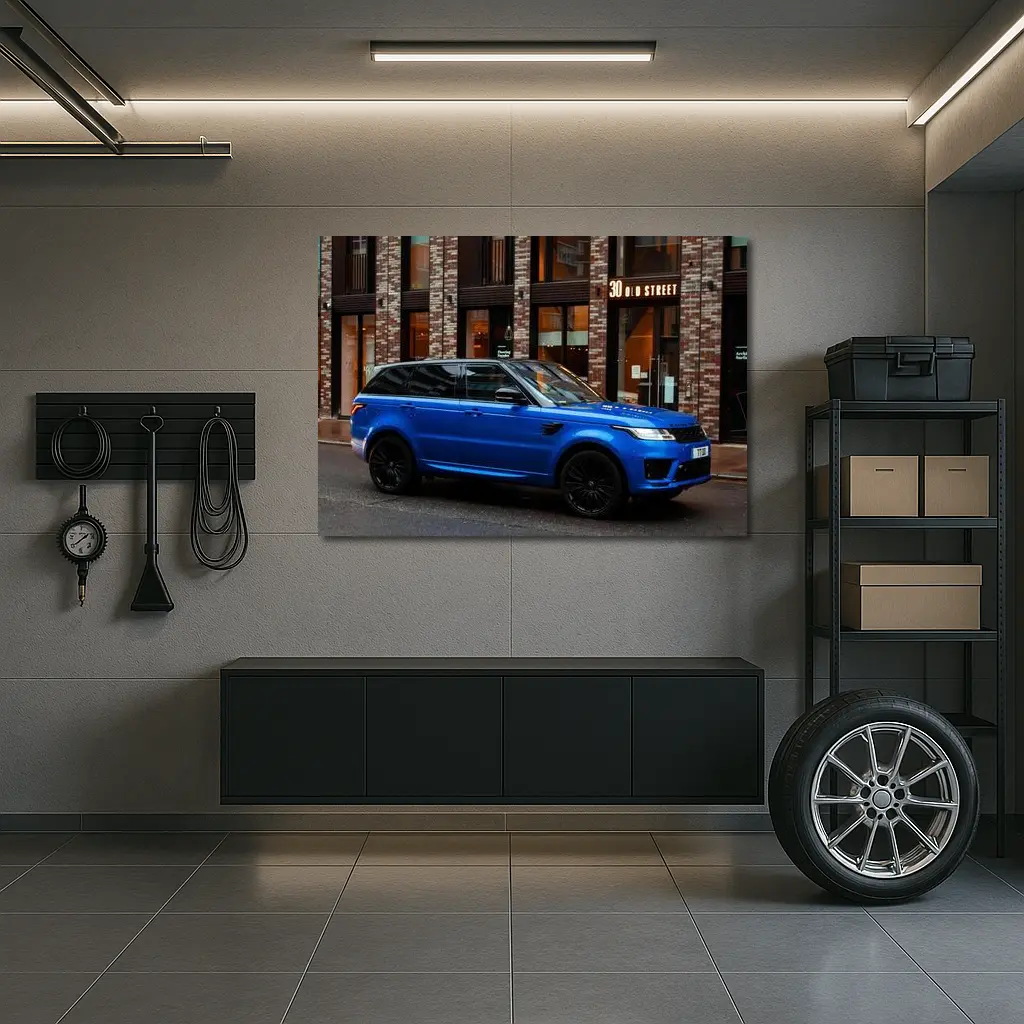 Range Rover Sport Blue Urban Street Scene – Wall Art