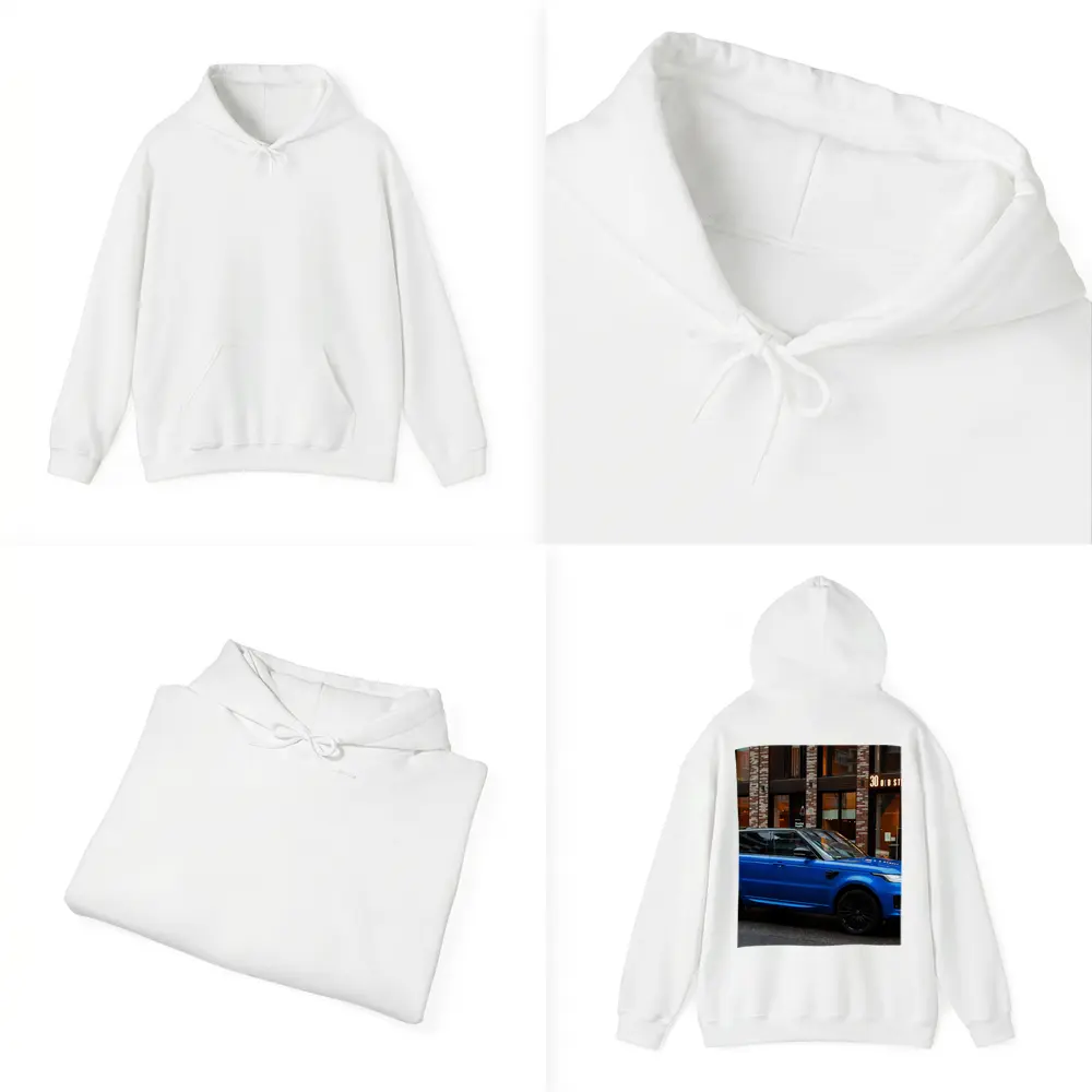 Range Rover Sport Blue Urban Street Scene – Hoodies