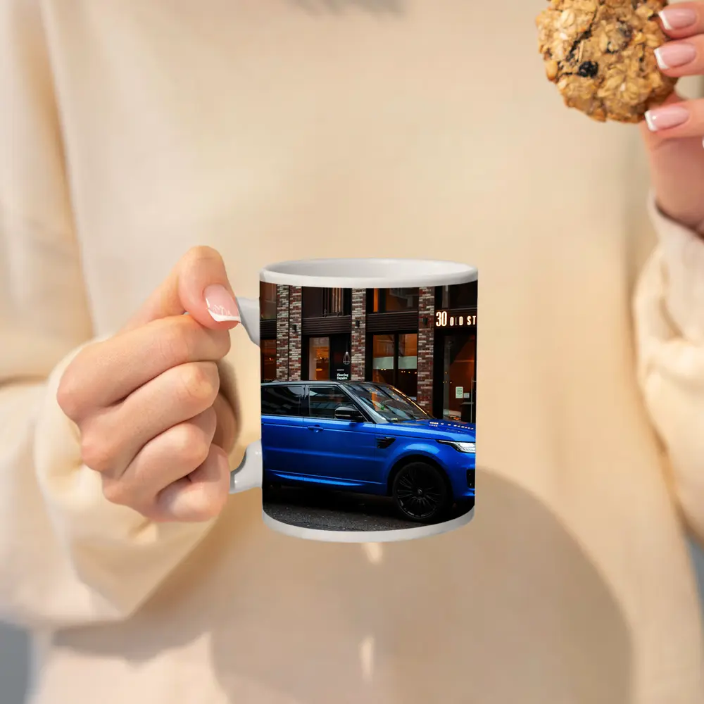 Range Rover Sport Blue Urban Street Scene – Mugs