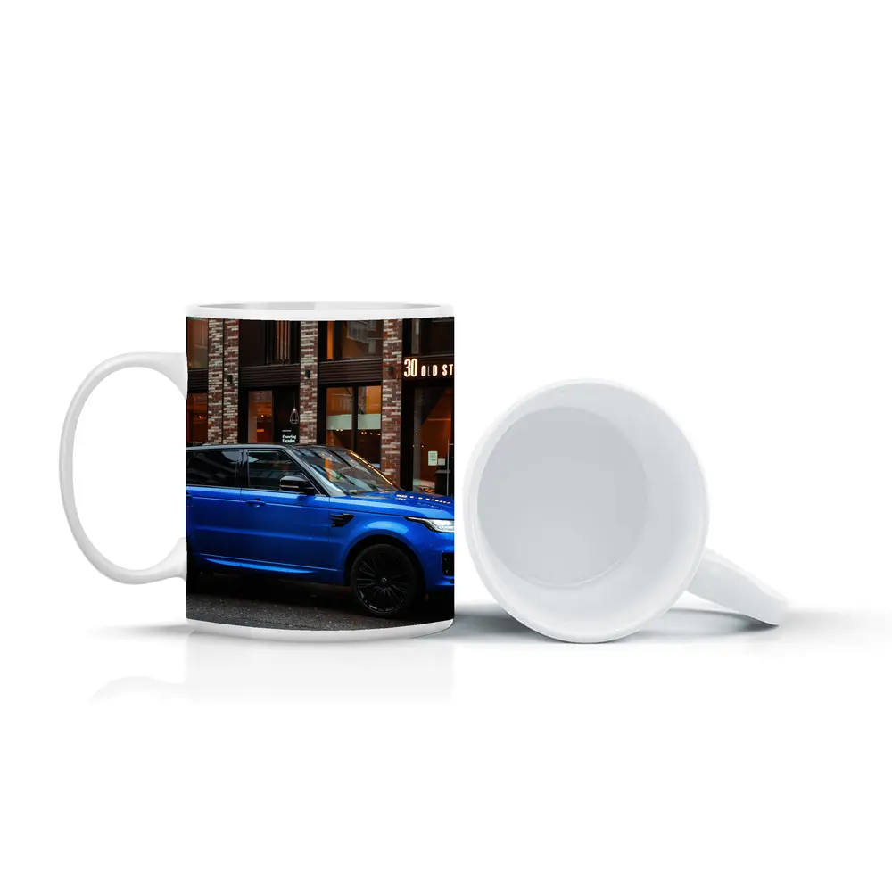 Range Rover Sport Blue Urban Street Scene – Mugs